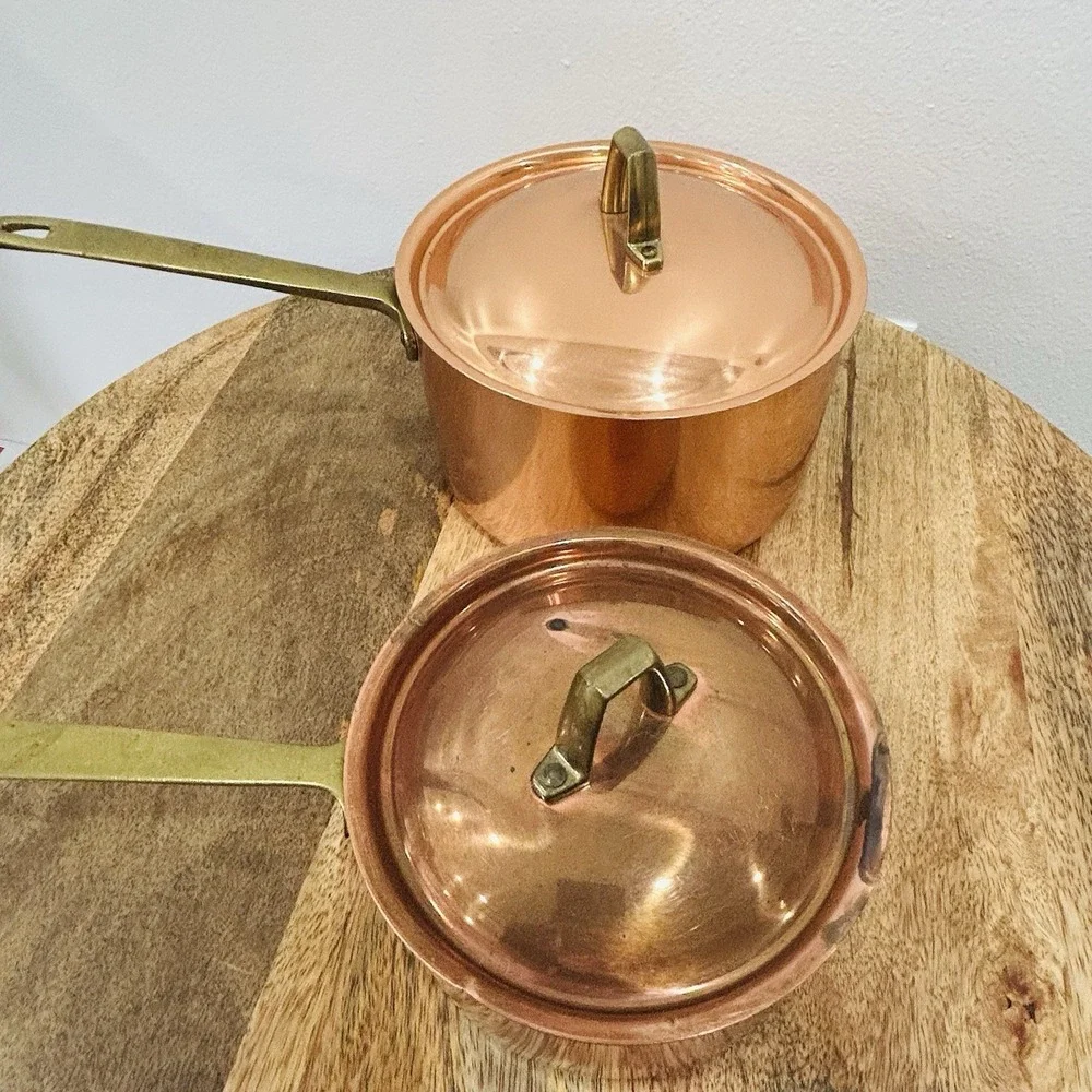 Paul Revere 1801 Limited Edition 1 & 2 Quart Copper Brass SS Sauce Pans W/Lid